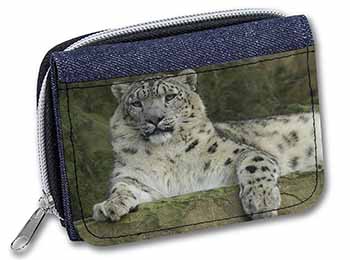 Beautiful Snow Leopard Unisex Denim Purse Wallet