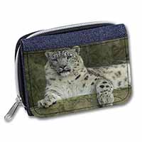 Beautiful Snow Leopard Unisex Denim Purse Wallet