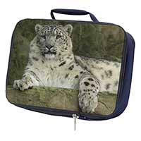 Beautiful Snow Leopard Navy Insulated School Lunch Box/Picnic Bag