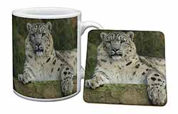 Beautiful Snow Leopard Mug and Coaster Set