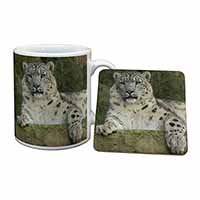 Beautiful Snow Leopard Mug and Coaster Set