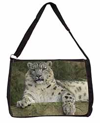 Beautiful Snow Leopard Large Black Laptop Shoulder Bag School/College