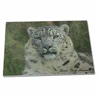 Large Glass Cutting Chopping Board Snow Leopard 