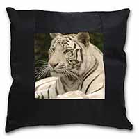 White Tiger Black Satin Feel Scatter Cushion