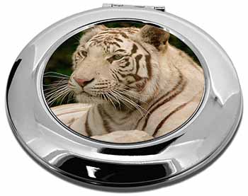 White Tiger Make-Up Round Compact Mirror
