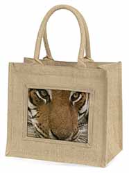 Face of a Bengal Tiger Natural/Beige Jute Large Shopping Bag