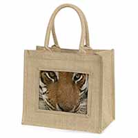Face of a Bengal Tiger Natural/Beige Jute Large Shopping Bag