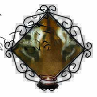 Face of a Bengal Tiger Wrought Iron Wall Art Candle Holder