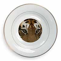 Face of a Bengal Tiger Gold Rim Plate Printed Full Colour in Gift Box