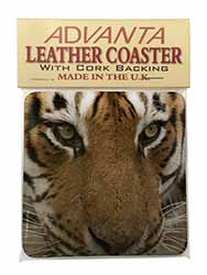 Face of a Bengal Tiger Single Leather Photo Coaster