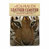 Face of a Bengal Tiger Single Leather Photo Coaster