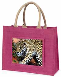 Jaguar Large Pink Jute Shopping Bag
