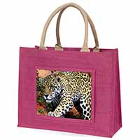 Jaguar Large Pink Jute Shopping Bag