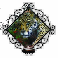 Jaguar Wrought Iron Wall Art Candle Holder
