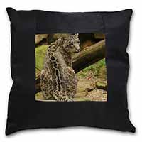 Gorgeous Snow Leopard Black Satin Feel Scatter Cushion