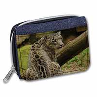 Gorgeous Snow Leopard Unisex Denim Purse Wallet