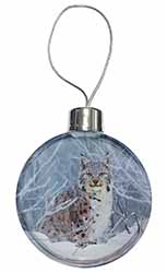 Wild Lynx in Snow Christmas Bauble