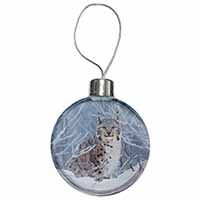 Wild Lynx in Snow Christmas Bauble