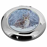 Wild Lynx in Snow Make-Up Round Compact Mirror