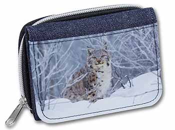 Wild Lynx in Snow Unisex Denim Purse Wallet