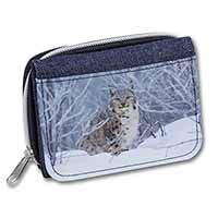 Wild Lynx in Snow Unisex Denim Purse Wallet