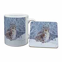 Wild Lynx in Snow Mug and Coaster Set