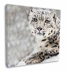 Snow Fall Leopard Square Canvas 12"x12" Wall Art Picture Print