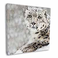 Snow Fall Leopard Square Canvas 12"x12" Wall Art Picture Print