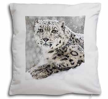 Snow Fall Leopard Soft White Velvet Feel Scatter Cushion