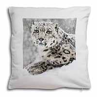 Snow Fall Leopard Soft White Velvet Feel Scatter Cushion