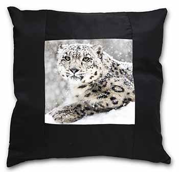 Snow Fall Leopard Black Satin Feel Scatter Cushion