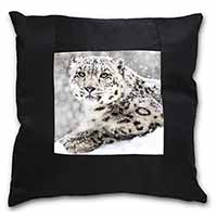 Snow Fall Leopard Black Satin Feel Scatter Cushion
