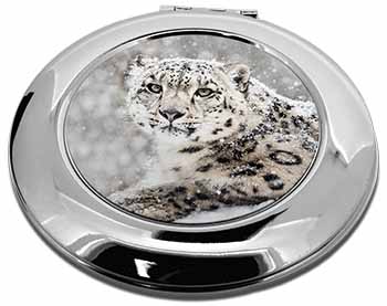 Snow Fall Leopard Make-Up Round Compact Mirror