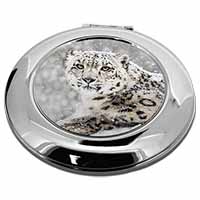 Snow Fall Leopard Make-Up Round Compact Mirror