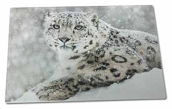 Large Glass Cutting Chopping Board Snow Fall Leopard