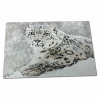 Large Glass Cutting Chopping Board Snow Fall Leopard