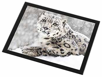 Snow Fall Leopard Black Rim High Quality Glass Placemat