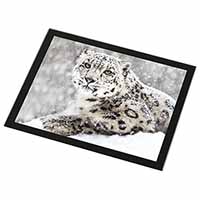 Snow Fall Leopard Black Rim High Quality Glass Placemat