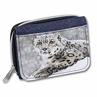 Snow Fall Leopard Unisex Denim Purse Wallet