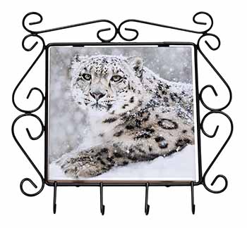 Snow Fall Leopard Wrought Iron Key Holder Hooks