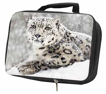 Snow Fall Leopard Black Insulated School Lunch Box/Picnic Bag