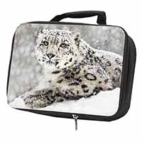 Snow Fall Leopard Black Insulated School Lunch Box/Picnic Bag