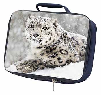 Snow Fall Leopard Navy Insulated School Lunch Box/Picnic Bag