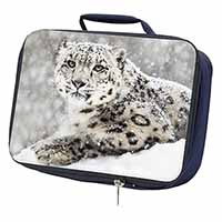 Snow Fall Leopard Navy Insulated School Lunch Box/Picnic Bag