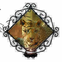 Leopard Wrought Iron Wall Art Candle Holder
