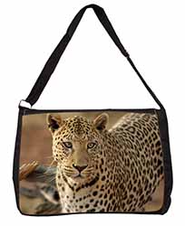 Leopard Large Black Laptop Shoulder Bag School/College