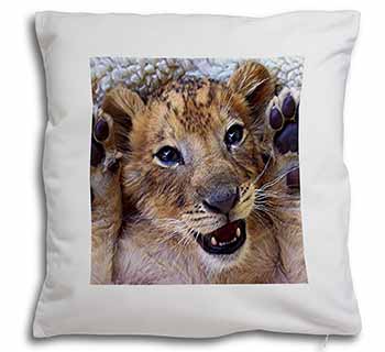 Cute Lion Cub Soft White Velvet Feel Scatter Cushion