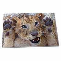 Large Glass Cutting Chopping Board Cute Lion Cub