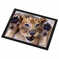 Cute Lion Cub Black Rim High Quality Glass Placemat