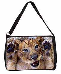 Cute Lion Cub Large Black Laptop Shoulder Bag School/College